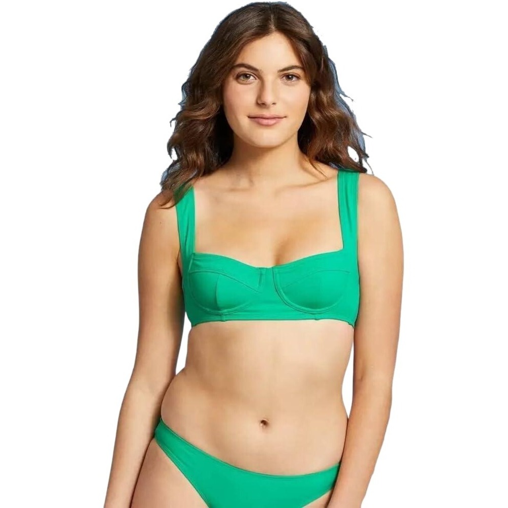 Xhilaration Juniors' Faux Underwire Bralette Bikini Top Green Size M NWT